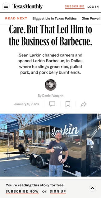Texas Monthly - BBQ Joint Review - Larkin Barbecue
